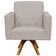 Poltrona Decorativa Giratória Para Sala de Estar Base de Madeira Helô L02 Linho Bege - Lyam Decor