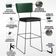 Kit 04 Banquetas Altas Sala Jantar Fixa Allana L02 Facto Verde Musgo Couríssimo Preto - Lyam Decor