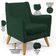 Kit 02 Poltronas Decorativas com Pés de Madeira Taroba D02 Veludo Verde Musgo C-303 - Lyam Decor