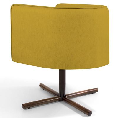 Poltrona Decorativa Giratória Base X Betina D02 Veludo Mostarda C-279 - Lyam Decor