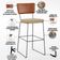 Kit 04 Banquetas Altas Sala Jantar Fixa Allana L02 Couríssimo Camel Linho Bege Escuro - Lyam Decor