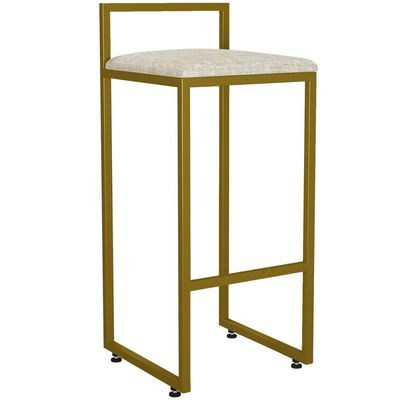 Kit 03 Banquetas Alta Para Cozinha Sala De Jantar Hanna L02 Dourado Linho Cru - Lyam Decor