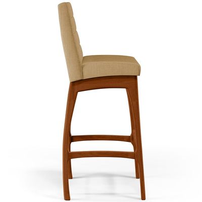 Banqueta Alta Para Cozinha Sala de Jantar Fixa Mila B04 Linho Bege Escuro - Lyam Decor