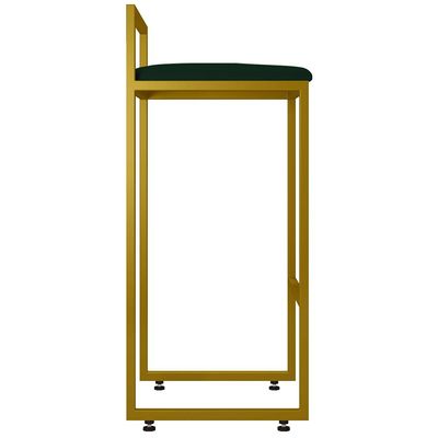 Banqueta Alta Para Cozinha Sala De Jantar Hanna L02 Dourado Suede Verde Musgo - Lyam Decor
