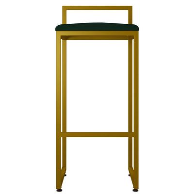 Banqueta Alta Para Cozinha Sala De Jantar Hanna L02 Dourado Suede Verde Musgo - Lyam Decor