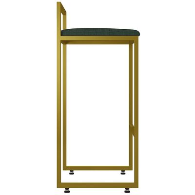 Banqueta Alta Para Cozinha Sala De Jantar Hanna L02 Dourado Linho Verde Musgo - Lyam Decor