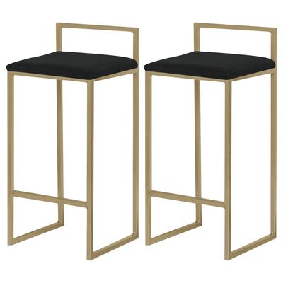 Kit 2 Banqueta Decorativa Selena Base Gold Veludo Preto - Gran Belo