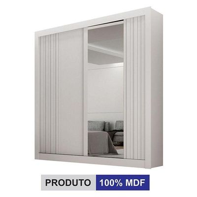Guarda Roupa Solteiro 2 Portas Milano Com Espelho Branco – Leifer Móveis