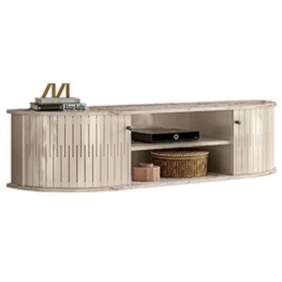 Estante Home Theater Com Bancada Suspensa Monte Carlo Calacata Off White – Madetec