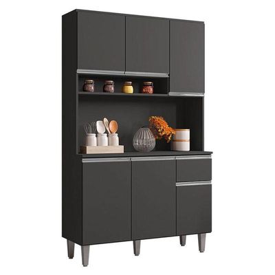 Armário Para Cozinha Ambiente Kit Márcia Cinza Fosco - Ajl
