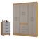 Cômoda 867 4 Gavetas Com Guarda Roupa Casal Milão 6 Portas Damasco Off White - Poquema