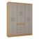 Cômoda 867 4 Gavetas Com Guarda Roupa Casal Milão 6 Portas Damasco Off White - Poquema
