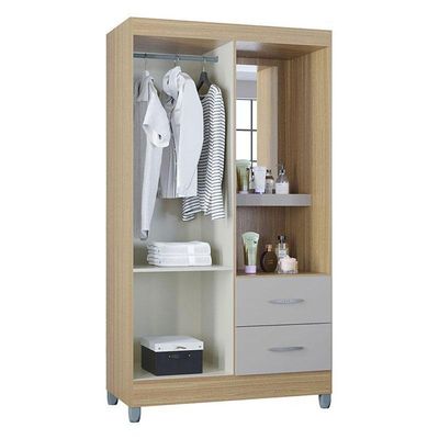 Guarda Roupa Solteiro Cordoba 2 Portas Damasco Off White – Poquema