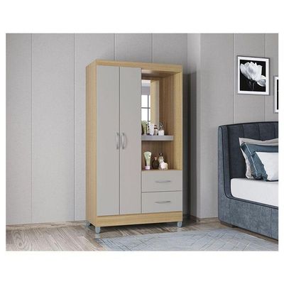Guarda Roupa Solteiro Cordoba 2 Portas Damasco Off White – Poquema