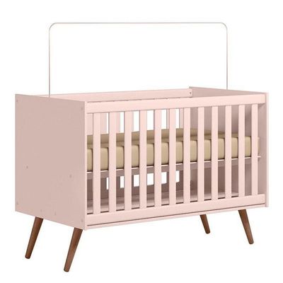 Berço Americano 3820 E Cômoda Infantil 3825 Q Encanto Retrô Rosa Com Colchão Gazin - Qmovi