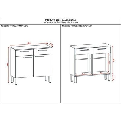 Balcão De Cozinha Nala Nogueira Off White Ripado - Kits Paraná