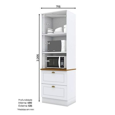 Torre Quente 2 Fornos Nova York Branco Hp Com Tampo Nature – Henn