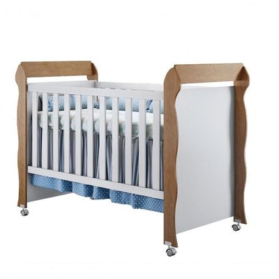 Quarto De Bebê Ariel 4 Portas Com Berço Mirelle Branco Acetinado Amadeirado – Carolina