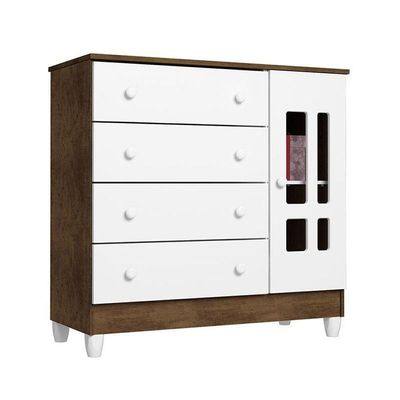 Quarto De Bebê Ariel 4 Portas Com Berço Mirelle Branco Acetinado Amadeirado E Colchão – Carolina