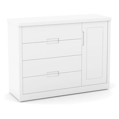 Berço Americano Com Capitonê New Boucle E Cômoda Infantil Tutto New Branco Acetinado E Colchão Ortobom - Matic