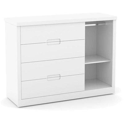 Berço Americano Com Capitonê New Boucle E Cômoda Infantil Tutto New Branco Acetinado E Colchão Ortobom - Matic