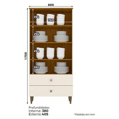 Cristaleira Liz E Aparador Buffet Ambar Off White Nature – Henn