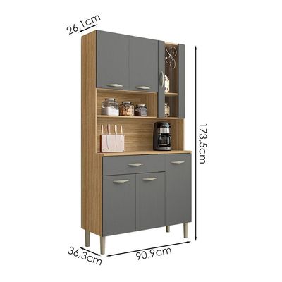 Kit Cozinha 6 portas 1 gaveta 91 Cm Golden Ktp Freijo Gris
