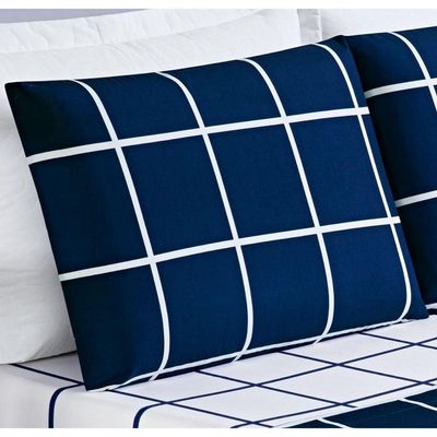 Jogo De Cama Com Lençol De Cima 200 Fios Austin Solteiro 03 Peças - Marinho