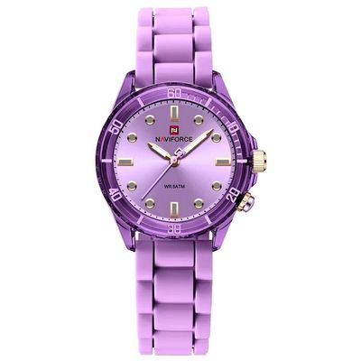 Relógio De Quartzo Feminino Design Casual Pulseira De Silicone 5atm à Prova D´agua Lilas