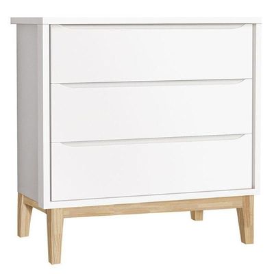Berço Americano Com Colchão E Cômoda Gaveteiro Classic Branco Pés Madeira Natural ? Reller