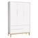 Quarto De Bebê Classic 3 Portas Cômoda Com Porta Branco Com Pés Madeira Natural - Reller