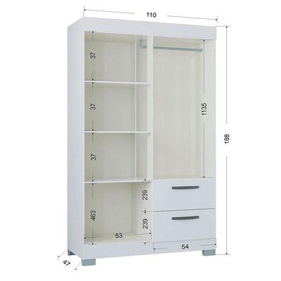 Guarda Roupa Solteiro Tóquio 4 Portas Com Armário Multiuso 2 Portas Pequeno Branco Brilho - Poquema