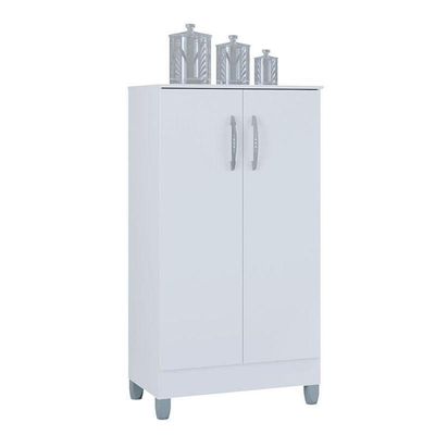 Guarda Roupa Solteiro Tóquio 4 Portas Com Armário Multiuso 2 Portas Pequeno Branco Brilho - Poquema