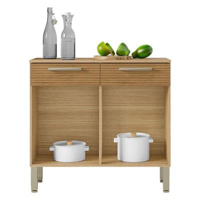 Balcão De Cozinha Ambiente Nala Freijó Supremo Ripado - Kits Paraná
