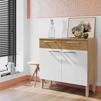 Balcão De Cozinha Ambiente Nala Freijó Supremo Ripado - Kits Paraná