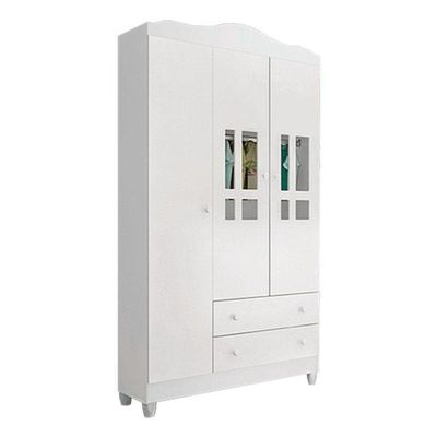 Quarto De Bebê Ariel 3 Portas Com Berço Lila Branco Brilho - Carolina Móveis