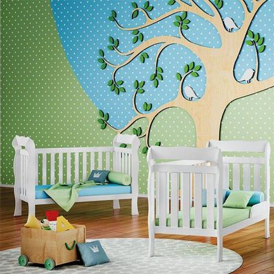 Berço Lila E Cômoda Infantil Mariah Branco Brilho - Carolina