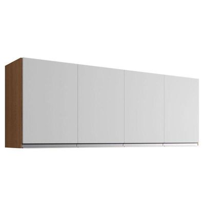 Armário Aéreo Para Cozinha Andréia 4 Portas 150cm Amêndoa Branco - Ajl