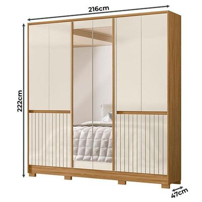 Guarda Roupa Casal Ambiente Alasca 10 Portas Freijó Off White Com Espelho - Moval