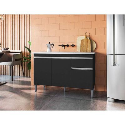 Balcão De Pia Tatiane 120 Cm Preto Fosco - Ajl
