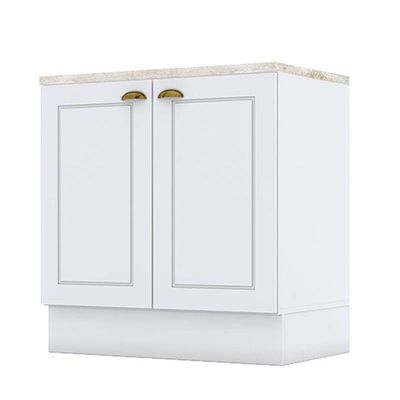 Balcão 2 Portas 80 Cm Americana Branco Com Tampo Cooktop Calcare – Henn