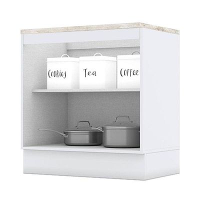 Balcão 2 Portas 80 Cm Americana Branco Com Tampo Cooktop Calcare – Henn