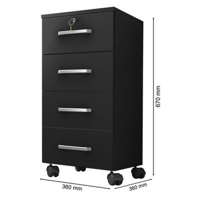 Kit 2 Gaveteiros Para Escritório Gávea Com Chave E 2 Livreiros Office Com Portas Pequenas Preto Fosco – Móveis Leão
