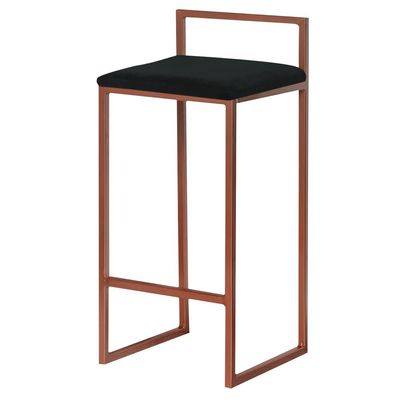 Banqueta Decorativa Selena Base Bronze Veludo Preto - Gran Belo