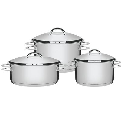 Jogo de Panelas Tramontina Solar em Aço Inox com Fundo Triplo 3 Peças