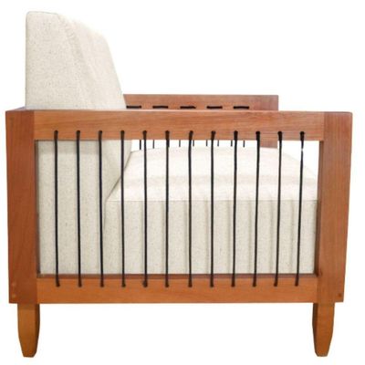 Poltrona Decorativa Lorena Sala De Estar Recepção Escritório Linho Cor:rustico Natural
