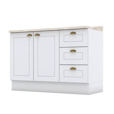 Balcão De Cozinha 120 Cm Nova York Branco Com Tampo Calcare – Henn