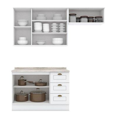 Cozinha Modulada Americana 3 Peças Branco Hp Com Tampo Calcare – Henn