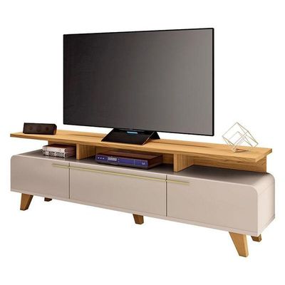 Rack Bancada Essenza E Painel Link 2.0 Com Aparador Vivant Off White Cinamomo – Hb Móveis