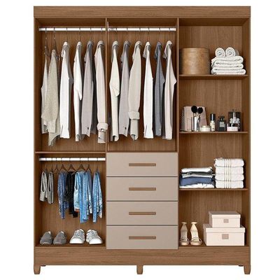 Guarda Roupa Solteiro Ambiente Aruba 6 Portas Carvalho Fendi Com Espelho - Moval